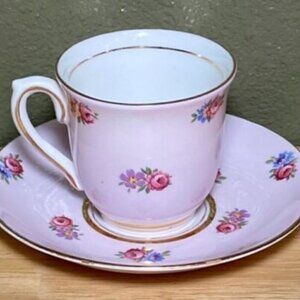 Colclough Pink Floral/Flower Longston England Vintage Genuine Bone China w/Gold.